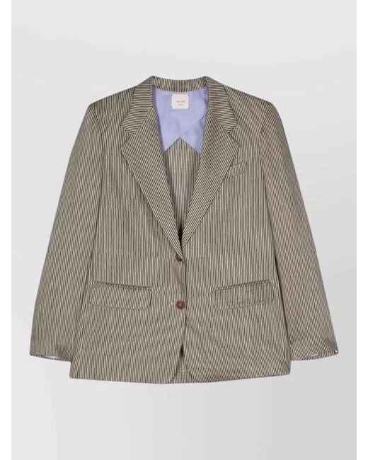 Alysi Gray Tailored Stripe Jacket Single Breasted Design