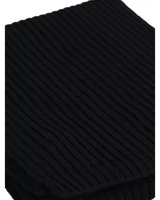 DSquared² Black Ribbed-Knit Wool Hat And Scarf Set for men