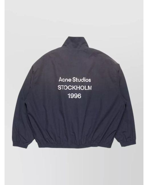 Acne Blue Short Cotton Jacket High Neck Cuffs Hem for men