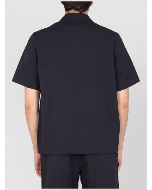 Howlin' By Morrison Blue Bowling Neck Shirt Chest Pocket Textured for men