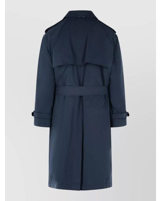 Burberry Blue Double-Breasted Belted Trench Coat for men
