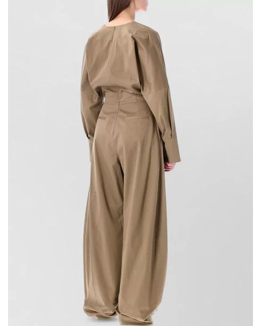Thelatest Natural Drew Cotton Jumpsuit Long Sleeves Wide Leg