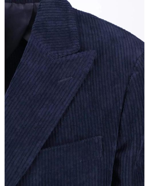 Lardini Blue Textured Double Breasted Blazer Buttoned Cuffs for men