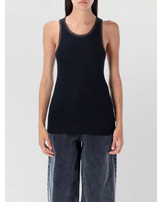 Remain Blue Rib Jersey Racerback Top Contrast Trim
