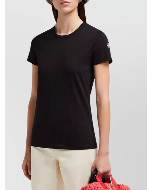 Moncler Black Cotton Logo Patch T-Shirt