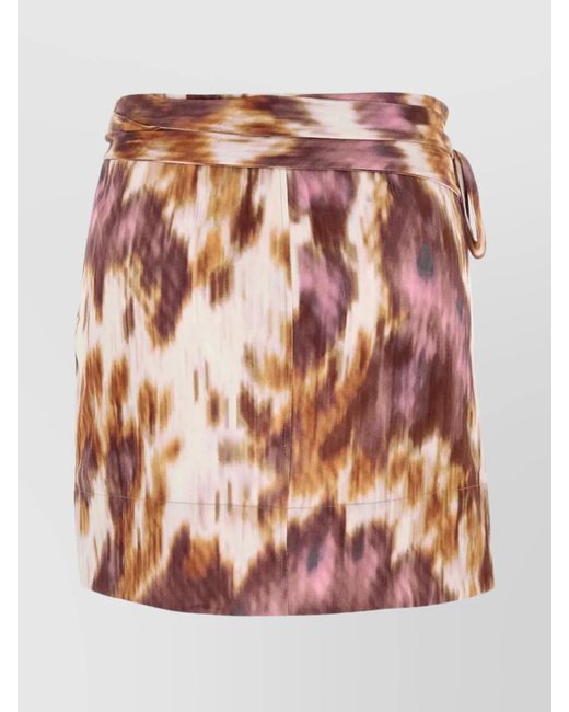 Isabel Marant Pink Cotton Printed Wrap Mini Skirt