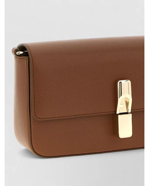 Furla Brown Iride S Textured Shoulder Bag Adjustable Strap