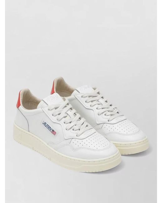 Autry White Sneakers Contrast Heel Tab Perforated Toe