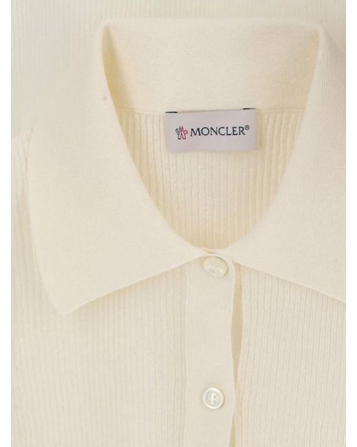 Moncler Natural Short-Sleeve Polo Top