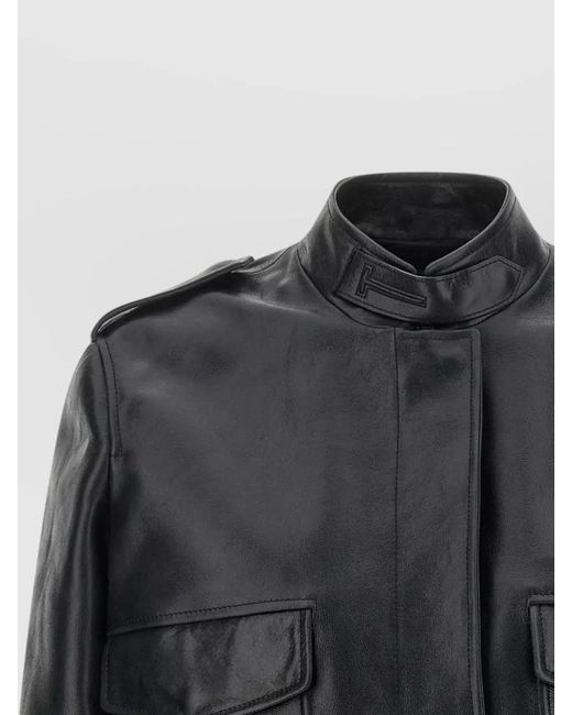 Tom Ford Black Aviator Style Jacket Front Pockets Ribbed