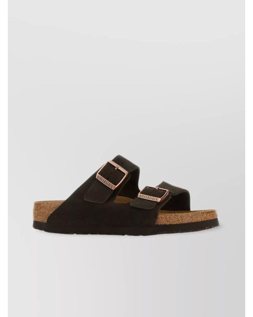 Birkenstock Brown Suede Leather Slides