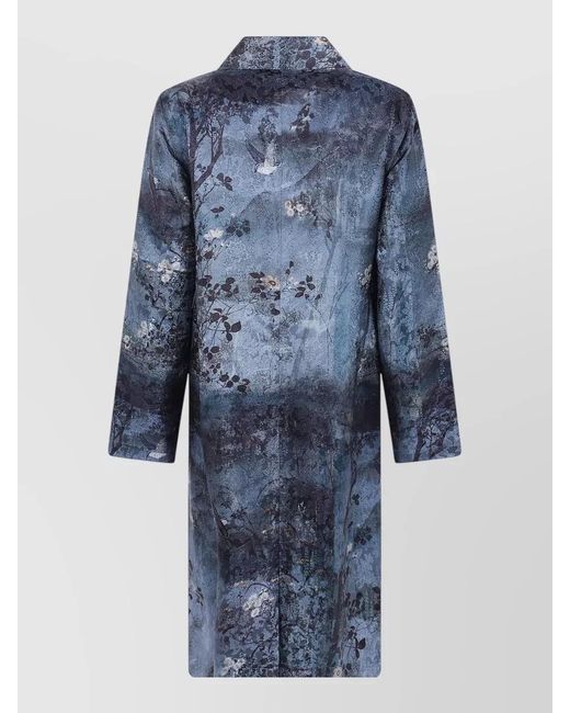 Pierre Louis Mascia Blue Dox Floral Single Breasted Mid Length Jacket
