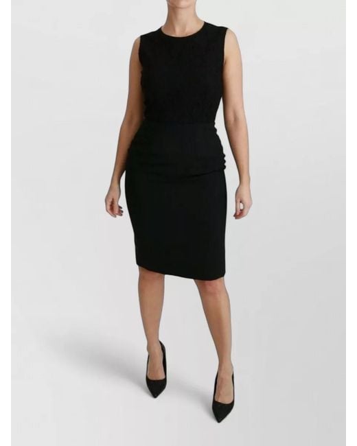 Dolce & Gabbana Black Floral Lace Sheath Knee-Length Dress