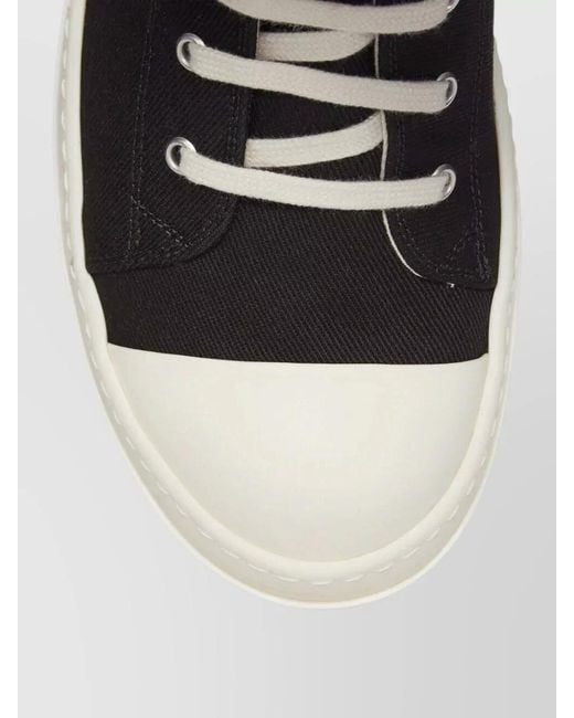Rick Owens Black Denim High Top Boots Embroidered Detail Sole for men