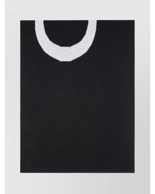 Pinko Black Wool Logo-Knit Scarf