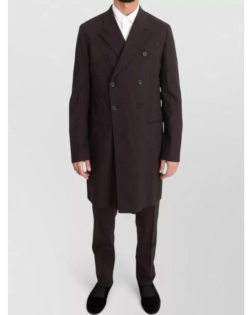 Dolce & Gabbana Black Wool Stretch Long Double Breasted Suit Coat for men