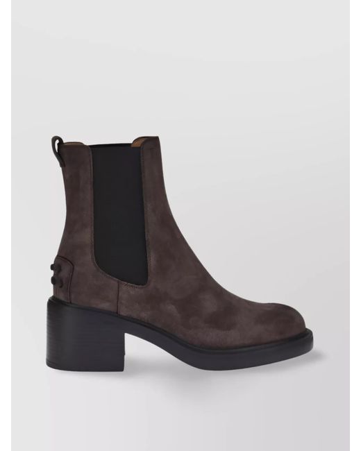 Tod's Brown Block Heel Suede Ankle Boots