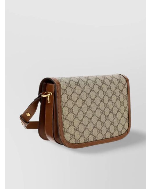 Gucci Brown Horsebit Calfskin Shoulder Bag With-Tone Hardware