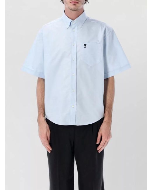 AMI Blue Adc Cotton Bowling Shirt Relaxed Cut for men
