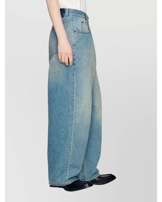 Maison Margiela Blue High Waist Wrap Front Denim Trousers for men