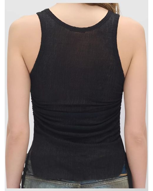 Ann Demeulemeester Black Wool Jacquard Cropped Tank Top