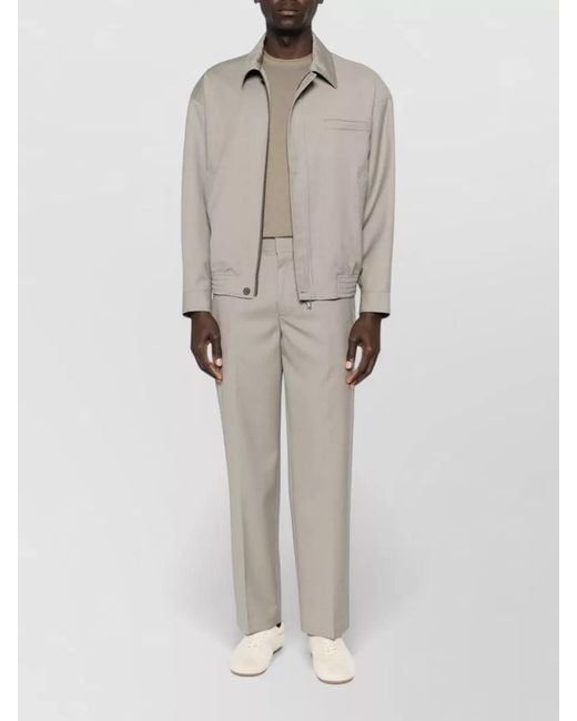 Emporio Armani White Virgin Wool Ribbed Hem Single Breasted Coat for men