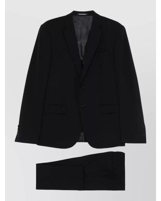 Emporio Armani Black Virgin Wool Single-Breasted Suit for men