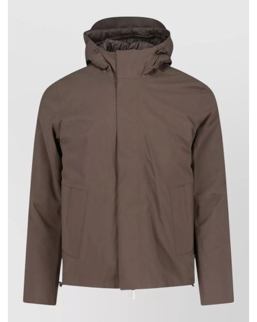 K-Way Brown Padded Hooded Raincoat for men