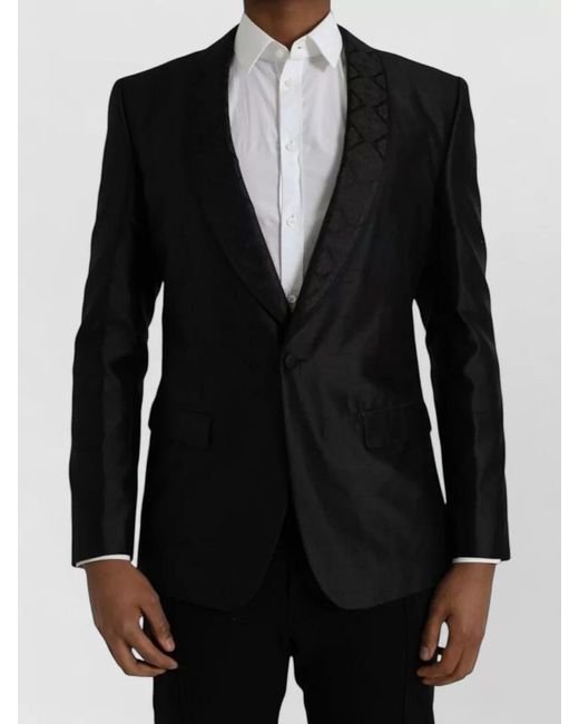 Dolce & Gabbana Black Silk Single-Breasted Dinner Jacket for men