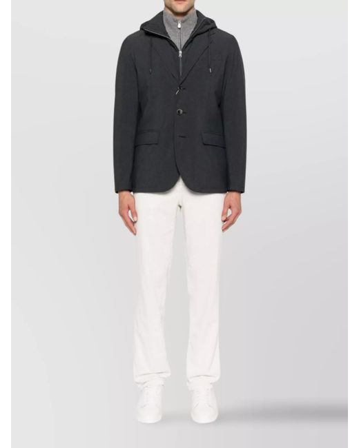 Herno Black Blazer Hood Flap Pockets for men