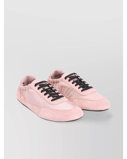 Prada Pink Re-Nylon And Suede Low-Top Sneakers