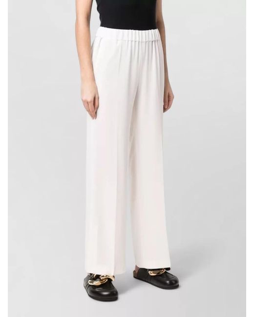 Alberto Biani White High Waist Cady Trousers Pressed Crease