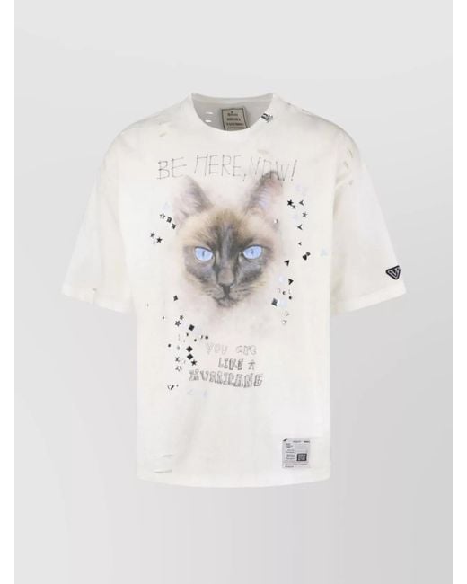 Maison Mihara Yasuhiro White Graphic Print Crew Neck Short Sleeve Top for men