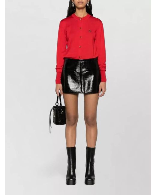 Vivienne Westwood Red Silk Wool Fine-Knit Cardigan