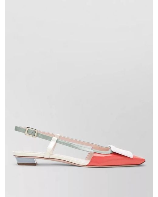 Roger Vivier Pink Color Block Pointed Toe Slingback Ballerinas