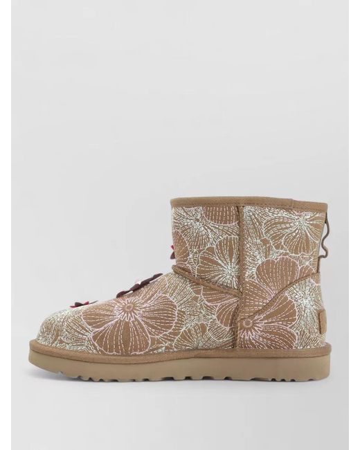 Ugg Multicolor Suede Floral-Embroidered Ankle Boots