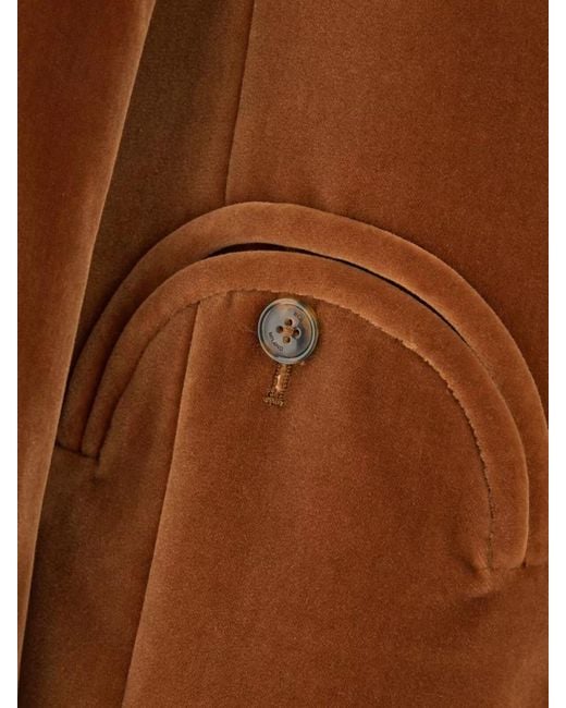 Blazé Milano Brown Velvet Oversized Double-Breasted Blazer