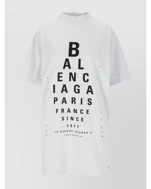 Balenciaga White Cotton Oversized Printed T-Shirt