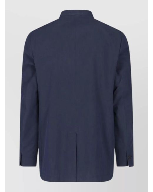 Paul Smith Blue Stand Collar Jacket Long Sleeves Single Vent for men