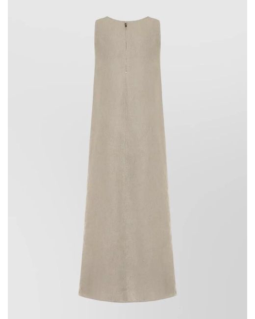 Max Mara White Simeone Linen A Line V Neck Dress