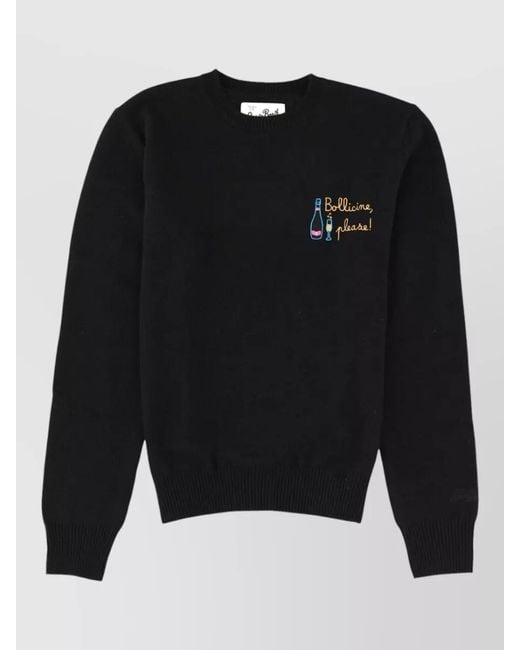 Mc2 Saint Barth Black New Queen Jersey Crew Neck Embroidery