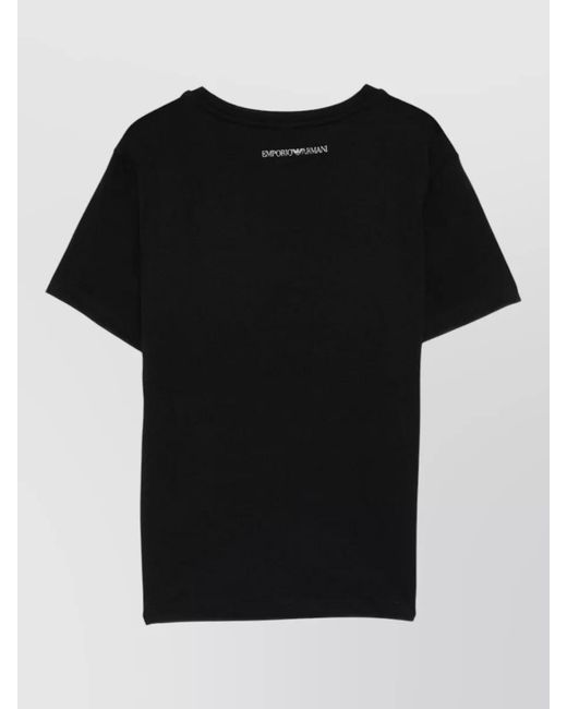 Emporio Armani Black Cotton Logo Embellished Round Neck Short Sleeve T-Shirt