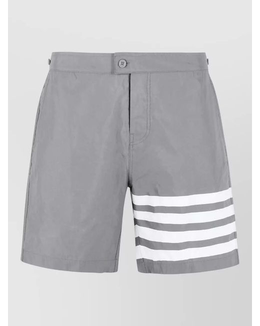 Thom Browne Gray Swim Tech 4 Bar Nylon Swimsuit Shorts for men