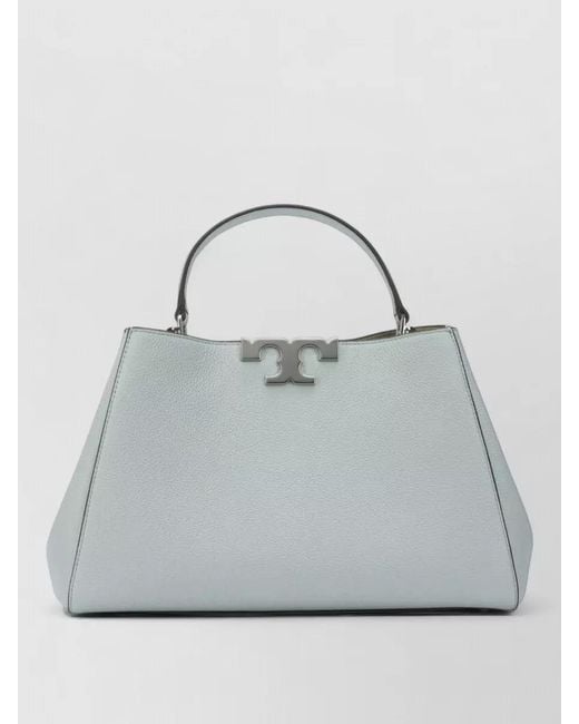Tory Burch Gray Leather Bucket Bag Detachable Strap Top Handle