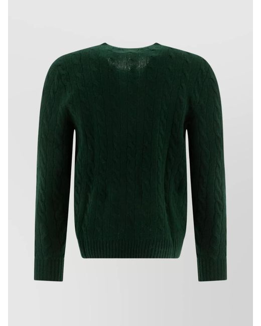 Polo Ralph Lauren Green Cashmere Wool Cable-Knit Crewneck Sweater for men