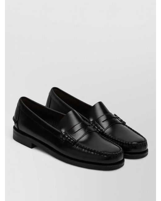 Sebago Black Leather Loafer Penny Strap Round Toe for men