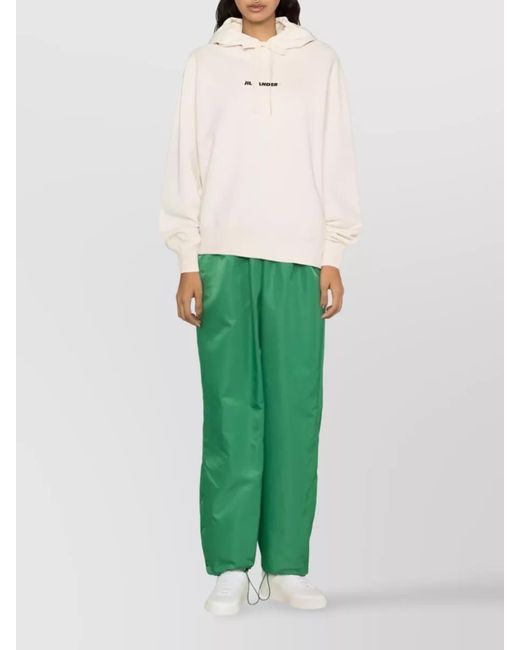 Jil Sander Natural Oversized Logo-Print Hoodie
