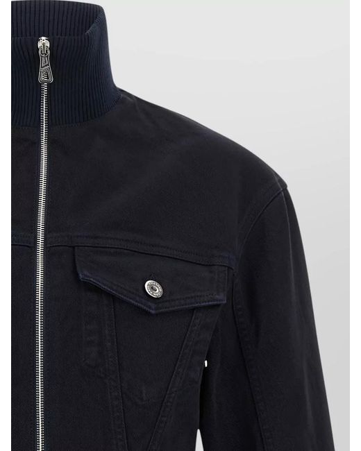 Jean Paul Gaultier Blue Denim Jacket High Collar Buttoned Cuffs