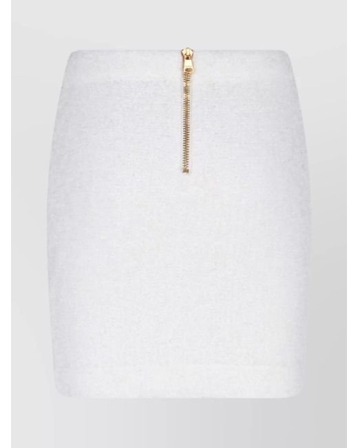 Balmain White Knee Length And Midi Skirts With Front Pockets