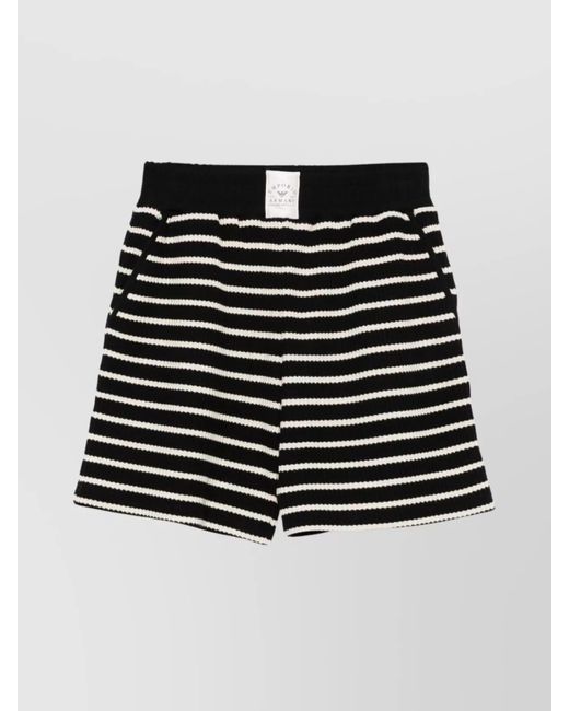 Emporio Armani Black Ribbed Texture Elasticated Waistband Shorts